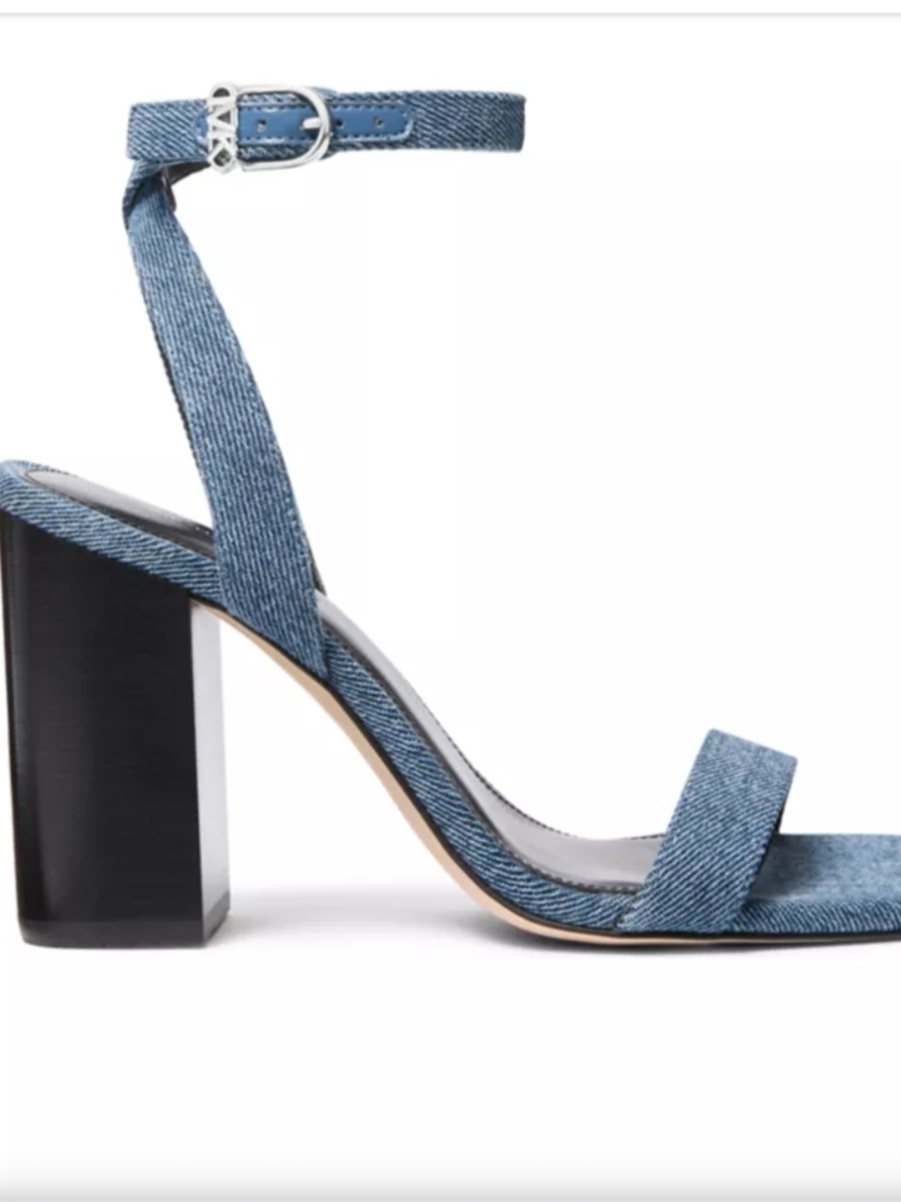 Michael Kors Denim Ankle-Strap Block Heel Sandal - Blue Size 8 - Picture 1 of 3